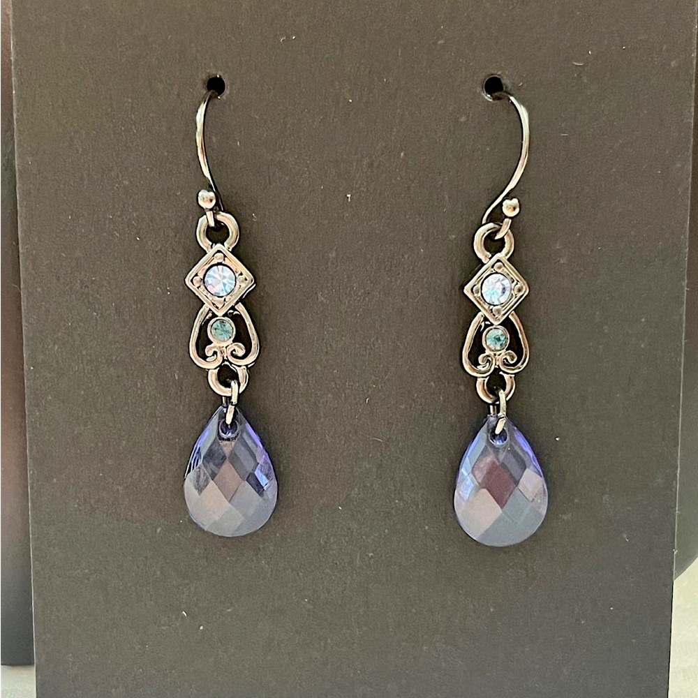 Vintage inspired blue beaded dangle earrings